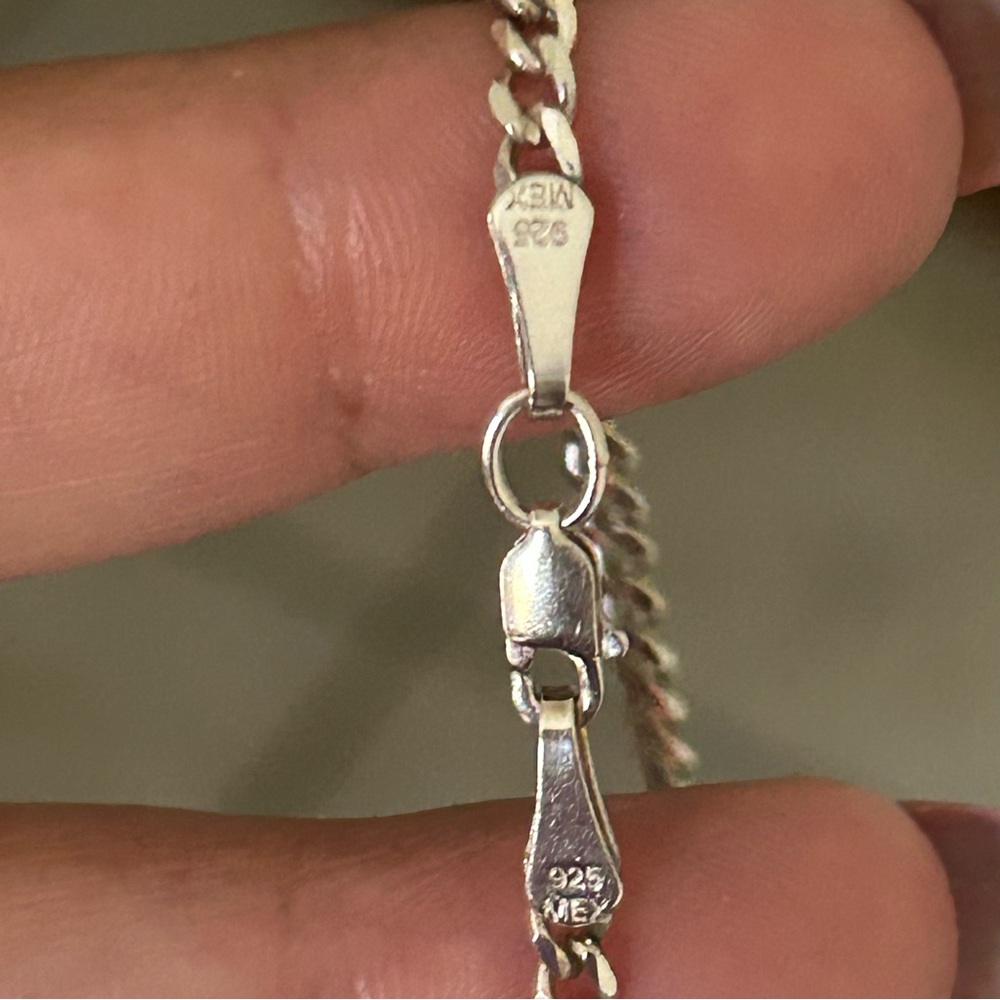 .925 Silver Curb Chain Necklace 28” - Picture 6 of 8